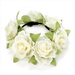 Cream colour elasticated flower design hair scrunchie.