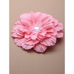 layered fabric flower with crystal centre on a forked...