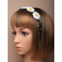 Daisy Headband - narrow black ribbon wrapped daisy flower...