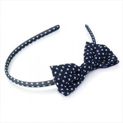 Aliceband - Navy and white polka dot bow headband aliceband