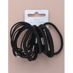 Hair Elastics - Set of 18 assorted thickness black hair...