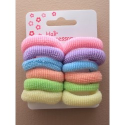 Hair Bobble Elastics - A set of 12 pastel knitted hair...
