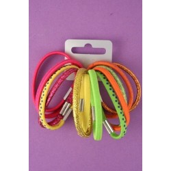Hair Elastics - Set of 12 bright coloured elastics polka,...