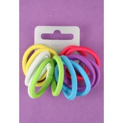 Hair Elastics - Set of 12 small bright coloured thick...