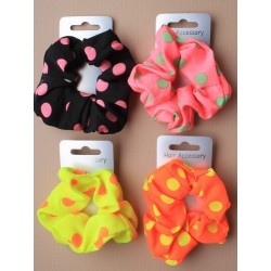Hair Scrunchie - bright neon spotty fabric hair scrunchie.