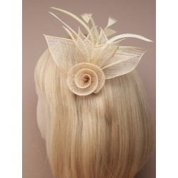 Fascinator Clip & Pin - A cream mesh net flower...