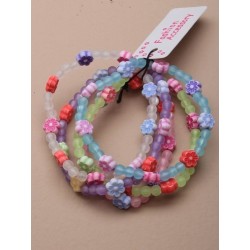 Bracelets - Set of 5 frosted beads and daisy bracelets