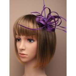 Fascinator Clip & Pin - purple coloured looped hessian...