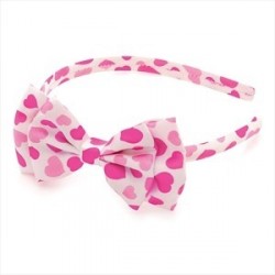 Aliceband - Pink tone bow with heart print design...