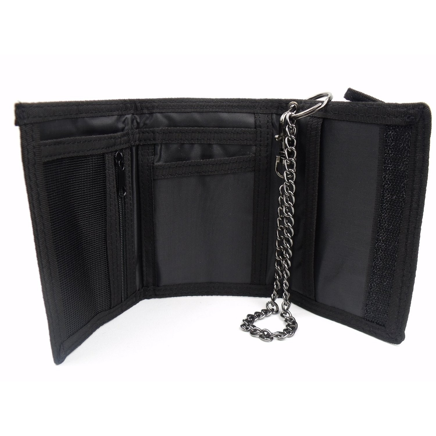 Trifold velcro sports wallet with security chain