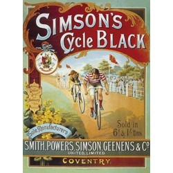 Novely Metal Sign - 15x20cm Simson's Cycle Black - metal...