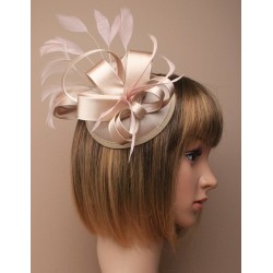 Cap Hatinator Fascinator - Champagne nude satin cap...