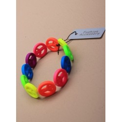 Stretch Bracelet - rainbow coloured peace symbol stretch...