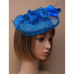 Fascinator Clip Hatinator - large blue looped hessian...