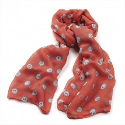 Coral Pink scarf with Sunny smiley face Print 105x180cm...