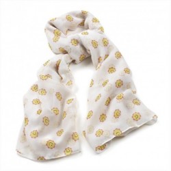 Cream scarf with yellow Sunny smiley face print Large...