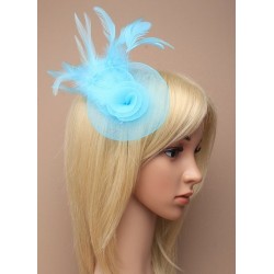 Fascinator Clip & Pin - turquoise net rosette fascinator...