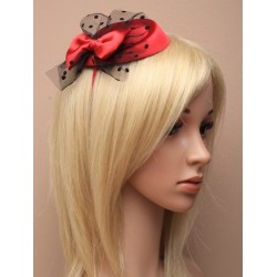 Pillbox fascinator headband - Deep Red with satin bow and...