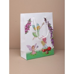 Gift Bag - fairy print gift bag with white corded handle...