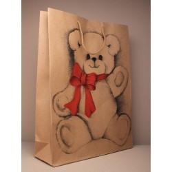 Gift Bag - natural brown paper gift bag with teddy bear...