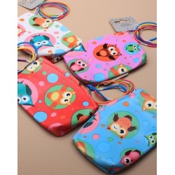 Owl Purse - owl and spot print purse with 4 thin bright...