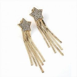 Earrings - Gold colour crystal star drop earrings