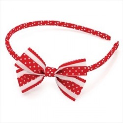 Aliceband - Red and white polka dot print bow headband...