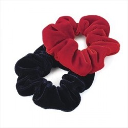 Scrunchies - Two piece red and navy colour velvet look...