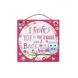 Metal Sign - cutie owl love you to the moon & back - 10cm...