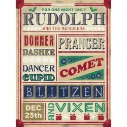 Rudolph and the Reindeers festive metal wall sign 60536...