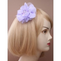 Beak Hair Clip - Chiffon flower pearl bead+stamen centred...