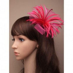 Fascinator Clip - Fuchsia Pink looped net and feather...