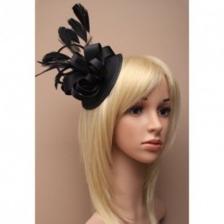 Hatinator Cap Clip - Black satin cap fascinator with...