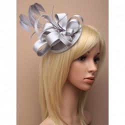 Fascinator Cap Clip - Silver satin cap fascinator with...