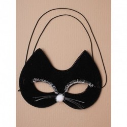 Mask - Black fabric cat face mask with Whiskers.