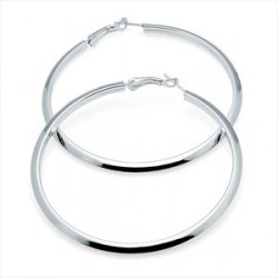Earrings - Silver colour large 8cm hoop earring.