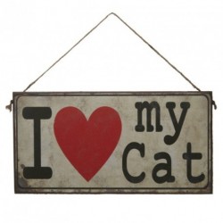 Novelty Wooden Sign - I love (heart) my cat - Shabby Chic...