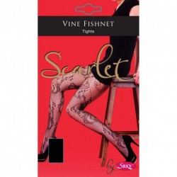 Silky Scarlet Black Ladies Vine Fishnet Tights One Size