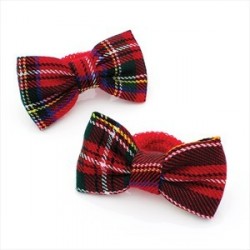 Hair Bobble Bows - One pair tartan print hair bobble...
