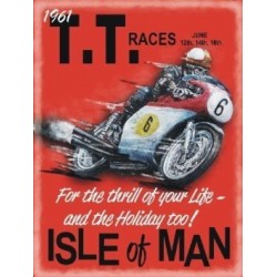 TT RACES 1961 ISLE OF MAN Metal Enamel Advertising Wall...