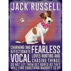 Jack Russell Dog 15 x 20cm metal sign plaque - fearless...