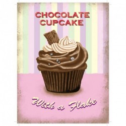 Chocolate Cupcake with a Flake - Vintage Style Enamelled...