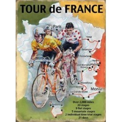 Tour de France Map Metal Sign Nostalgic Vintage Retro...