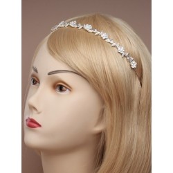 Vintage plated finish crystal flower tiara band.
