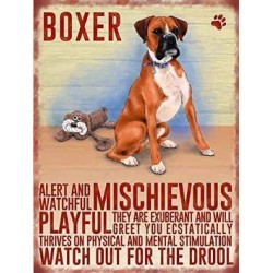 Boxer Dog Metal Sign Plaque - Alert & Watchful...