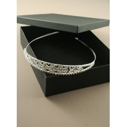 Tiara - Silv crystal cluster Tiara in black gift box with...