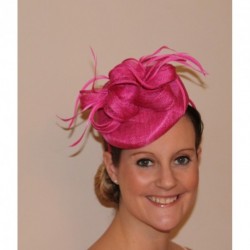 Hot Pink Flower Feather Fascinator on slim Hair band...