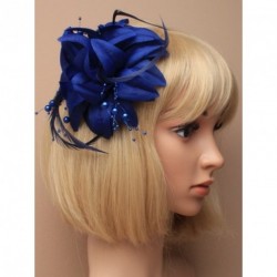 Fascinator Clip & Pin - Layered Navy fabric flower with...