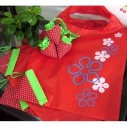Red Flower Storage Handbag Red Strawberry Foldable...