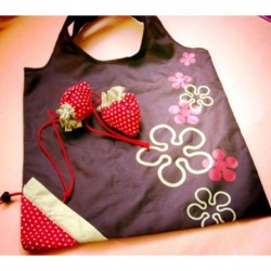 Brown Flower Eco Storage Handbag Strawberry Foldable...